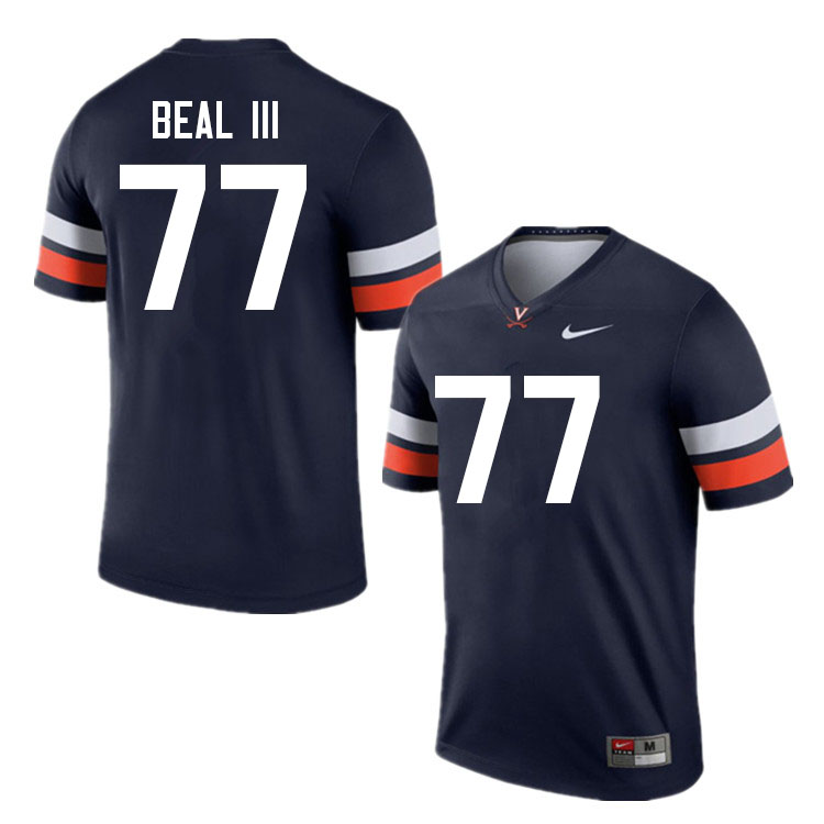 Men #77 Nathaniel Beal III Virginia Cavaliers College Football Jerseys Sale-Navy - Click Image to Close